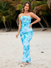 Floral Print Mesh Tube Mermaid Dress