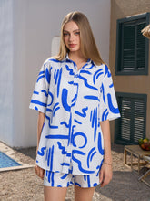 Floral Print Short Sleeve Shirt&Print Shorts Set