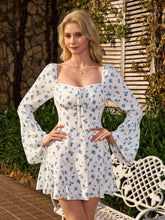 Flounce Sleeve Tie Front Floral Print Dress