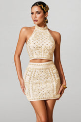 Zephty Pearl Crystal Mini Dress Set