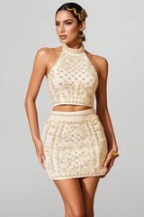 Zephty Pearl Crystal Mini Dress Set