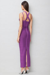 Katrina Purple Bandage Wrap Maxi Dress