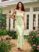 Halter Crisscross Tie Back Ruched Floral Print Mermaid Dress