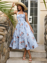 Halter Tie Smocking Floral Print Bodycon Dress