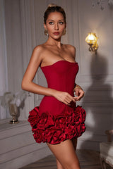 Niaca Strapless Flower Mini Dress