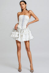 Helena White Floral Cake Tutu Mini Dress