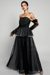 Uxley Black Mesh Off Shoulder Maxi Dress