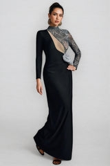 Gryixel Long Sleeve Leopard Flower Maxi Dress