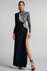 Gryixel Long Sleeve Leopard Flower Maxi Dress