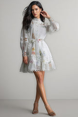 Catharine Floral Print Lace Panelled Mini Dress