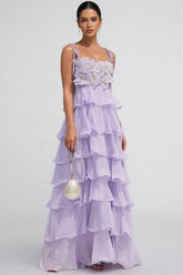 Ortiz Diamante Flower Tiered Maxi Dress