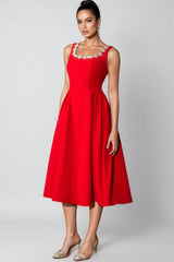Temp Crystal Embellished Sleeveless Midi Dress