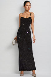 Russell Black Embellished Mesh Maxi Dress