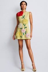 Sarna Yellow Buttercup Embroidered Mini Dress