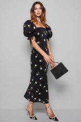 Olwen Puff Sleeve Square Neck Midi Dress