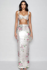 Orinthia Floral Sequin High Waist Maxi Dress