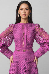 Abel Lace Lantern Sleeve Midi Dress