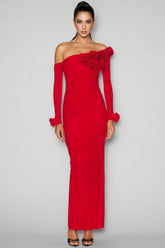 Isla 3D Floral Pleated Maxi Dress