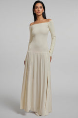 Kiva Pure Apricot Pleated Maxi Dress