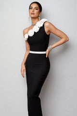 Sia Floral Diagonal Shoulder Maxi Dress