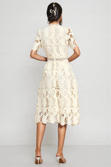 Wheatley Apricot Lace Cut Out Midi Dress