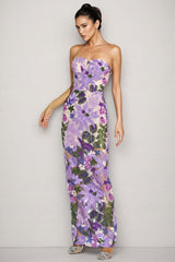 Rinia Sequin Floral Maxi Dress-Purple