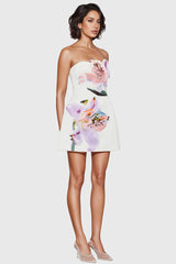 Raldrek White Floral Bustier Mini Dress
