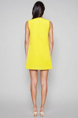 Garrisf Yellow 3D Floral Mini Dress