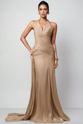 Pavoty Halter Neck High Waist Maxi Dress