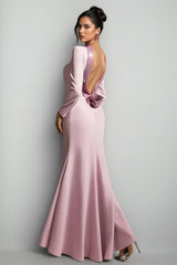 Taryke Backless Rhinestone Flower Maxi Dress