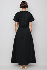 Ilany Black 3D Floral Maxi Dress Set