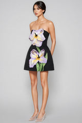 Fennl Black Floral Bustier Mini Dress