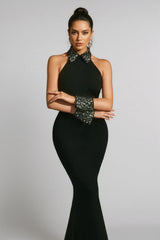 Calidk Halterneck Crystal Maxi Dress