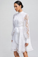 Joanna Floral Lace Lantern Sleeve Mini Dress