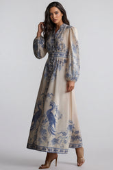 Ruby Patterned Print Long Sleeve Maxi Dress