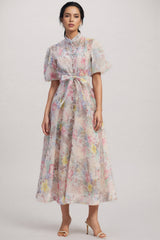 Kynllt Floral Print Puff Sleeve Maxi Dress