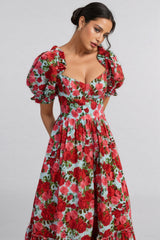 Renee Floral Print Puff Sleeve Maxi Dress