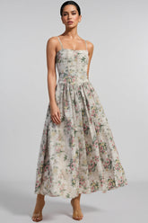 Marlol Floral Print Spaghetti Strap Maxi Dress