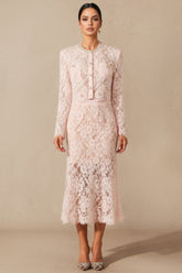 Islay Long Sleeve Floral Lace Midi Dress Set
