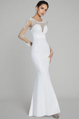 Marend White Lace Bodycon Maxi Dress