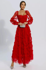 Bali Red Mesh Maxi Dress