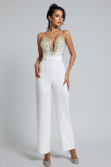 Jorda Beaded Sequin Halter Jumpsuit
