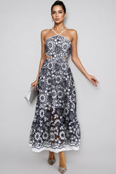 Percival Blue Cut Out Halter Maxi Dress