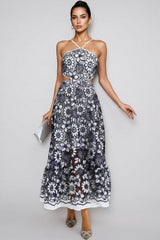 Percival Blue Cut Out Halter Maxi Dress