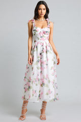 Lyric Printed Strap Midi Dress