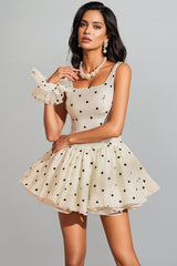 Estelle Square Neck Dot Mini Dress