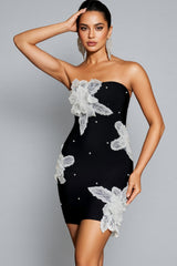 Fari Beaded Floral Knit Mini Dress