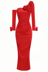 Isla 3D Floral Pleated Maxi Dress