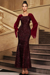 Antony Red V-Neck Sequined Maxi Dress