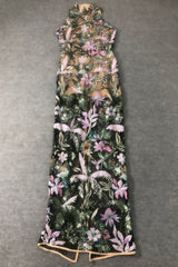 Charkd Lace Embroidered Flower Maxi Dress